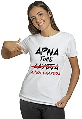 Feel Good Dorex Printed, Typography Women Round Neck White T-Shirt