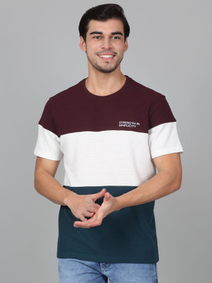 CANTABIL Colorblock Men Round Neck Pink T-Shirt