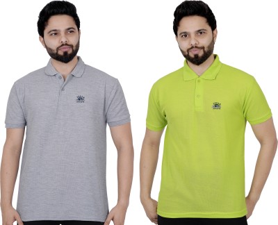 La Milano Solid Men Polo Neck Light Green, White T-Shirt