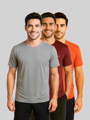 Force NXT Solid Men Round Neck Multicolor T-Shirt