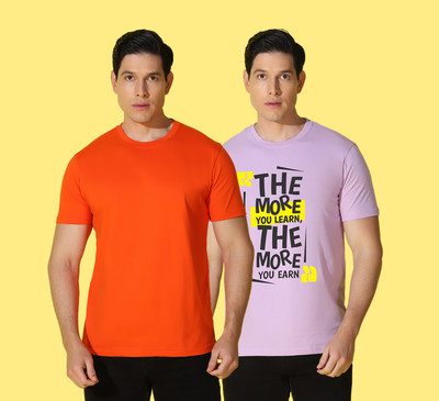WOOSTRO Solid Men Round Neck Multicolor T-Shirt