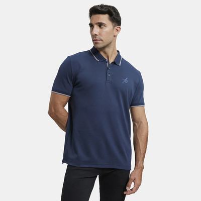 JOCKEY Solid Men Polo Neck Dark Blue T-Shirt