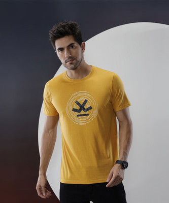 WROGN Printed Men Round Neck Yellow T-Shirt
