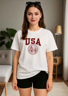Elvia Graphic Print Women Round Neck White T-Shirt