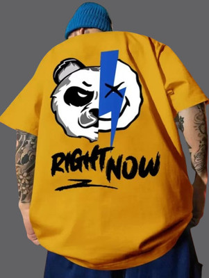 TEEMEX Printed Men Round Neck Yellow T-Shirt