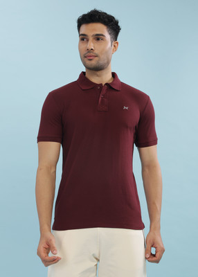 Force NXT Solid Men Polo Neck Maroon T-Shirt