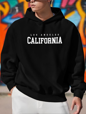 Jump Cuts Printed Men Hooded Neck Black T-Shirt