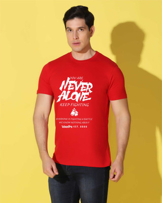 WOOSTRO Printed Men Round Neck Red T-Shirt