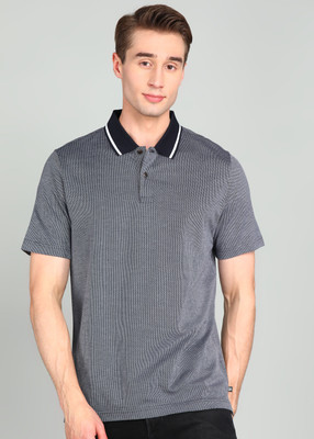 Ted Baker Self Design Men Polo Neck Dark Blue T-Shirt