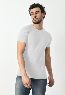 METRONAUT Solid Men Round Neck White T-Shirt