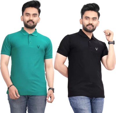 Tween Trends Solid Men Polo Neck Multicolor T-Shirt