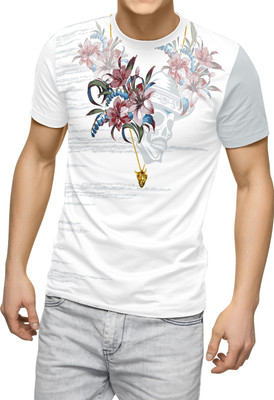 dhaari by unique creation Printed Men Round Neck White T-Shirt