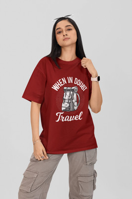 Stylewill Graphic Print Women Round Neck Maroon T-Shirt