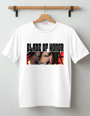 DIBBY Abstract Men Round Neck White T-Shirt