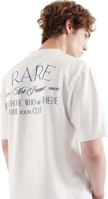 RARE RABBIT Printed Men Round Neck White T-Shirt