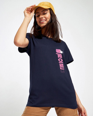 BEWAKOOF Graphic Print Women Round Neck Blue T-Shirt