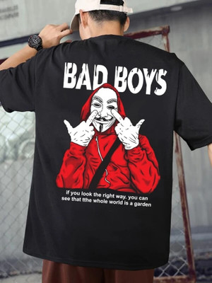 Benny Brooks Printed Men Round Neck Black T-Shirt