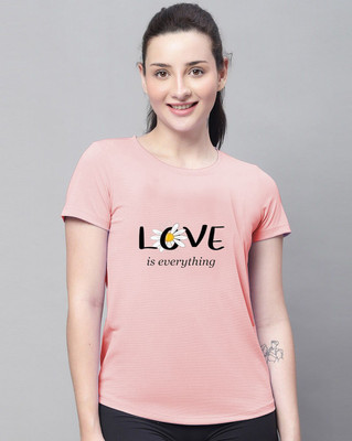 VAMIKAFASHIONES Printed Women Round Neck Pink T-Shirt