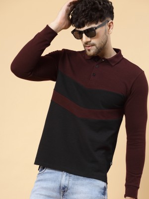 RIGO Printed Men Polo Neck Red T-Shirt