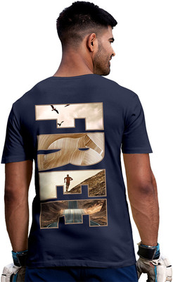 Fighterhero Printed Men Round Neck Navy Blue T-Shirt