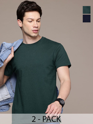 Moda Rapido Solid Men Round Neck Green T-Shirt