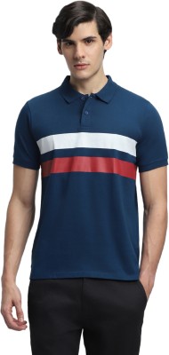 Dennis Lingo Striped Men Polo Neck Blue T-Shirt