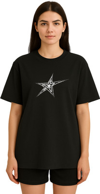 Buddy Collection Solid Women Crew Neck Black T-Shirt