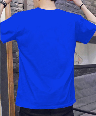 Doomee Printed Men Round Neck Blue T-Shirt