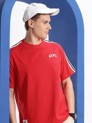 AEROPOSTALE Solid Men Round Neck Red T-Shirt