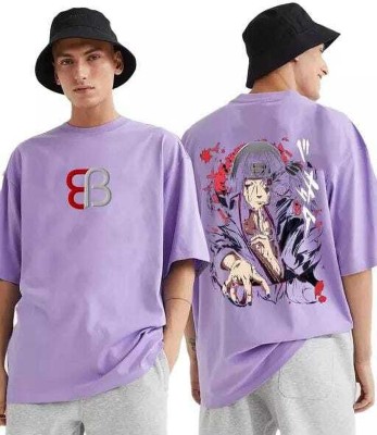 PEZOZ Printed, Typography Men Round Neck Purple T-Shirt