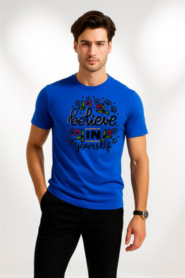 mssports Printed Men Round Neck Blue T-Shirt