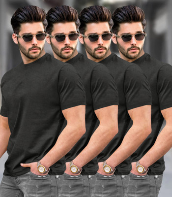 TRIPR Solid Men Round Neck Black T-Shirt
