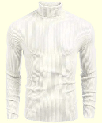 Modern Mode Creation Striped Men High Neck White T-Shirt