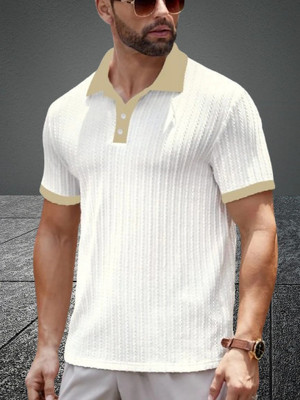 radhe creation Self Design Men Round Neck Gold T-Shirt