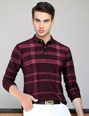 Autna Printed Men Polo Neck Maroon T-Shirt