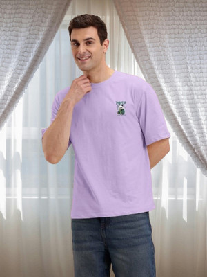 D D FASHION Printed Men Round Neck Purple T-Shirt