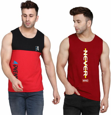 MINISTRY OF FRIENDS Colorblock, Printed Men Round Neck Red, Maroon T-Shirt