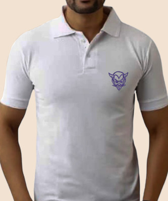 embos Solid Men Polo Neck White T-Shirt