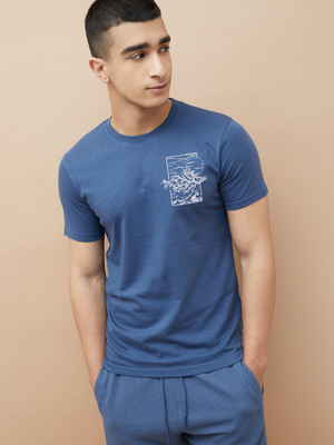 Fame Forever by Lifestyle Printed Men Round Neck Blue T-Shirt