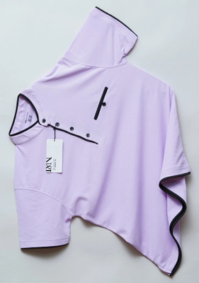 N AND J Solid Men Mandarin Collar Purple T-Shirt