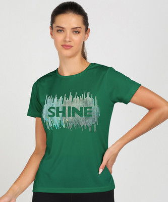 SHASHVI Typography Women Round Neck Green T-Shirt