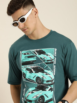 DIFFERENCE OF OPINION Printed Men Round Neck Green T-Shirt