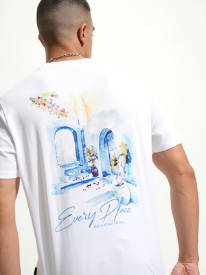 HIGHLANDER Printed Men Round Neck White T-Shirt