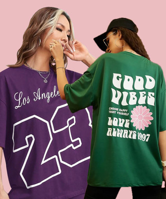 Christy World Printed Women Round Neck Multicolor T-Shirt