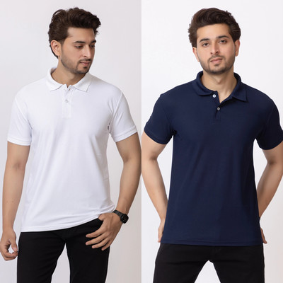 HILFIRE REGION Solid Men Polo Neck Blue, White T-Shirt