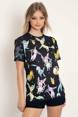 Attire Empire Printed Women Round Neck Black T-Shirt