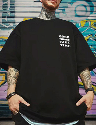 Manlino Graphic Print Men Round Neck Black T-Shirt
