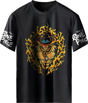 Anime Printed Women Round Neck Black T-Shirt