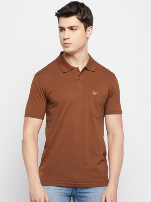 DUKE Self Design Men Polo Neck Brown T-Shirt