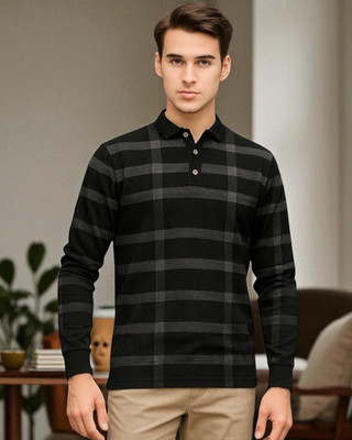 Autna Printed Men Polo Neck Black T-Shirt